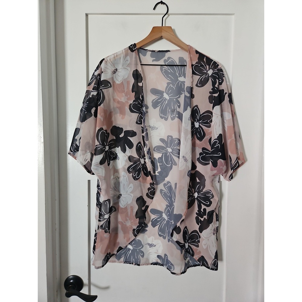 Floral Kimono Cardigan Medium Boho Fairycore Open Front Cover Up
